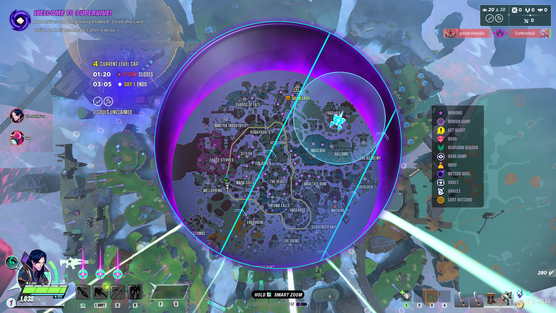 Supervive drop locations on map.