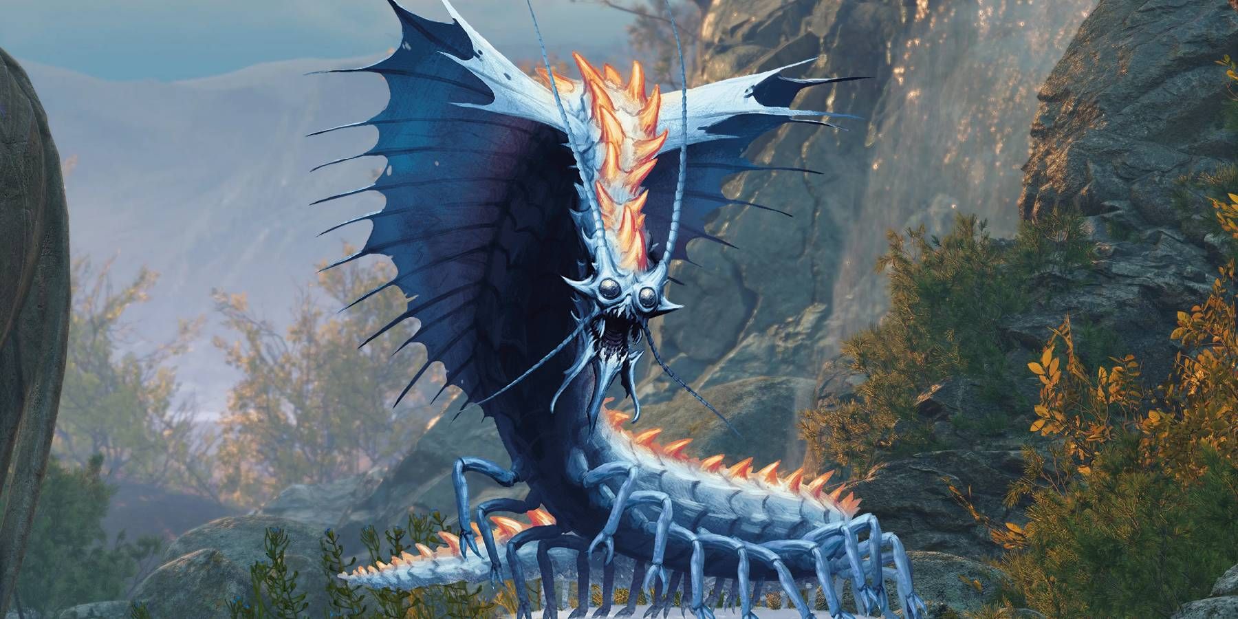 Dungeons and Dragons official Remorhaz image overlayed on Baldur's Gate 3 background