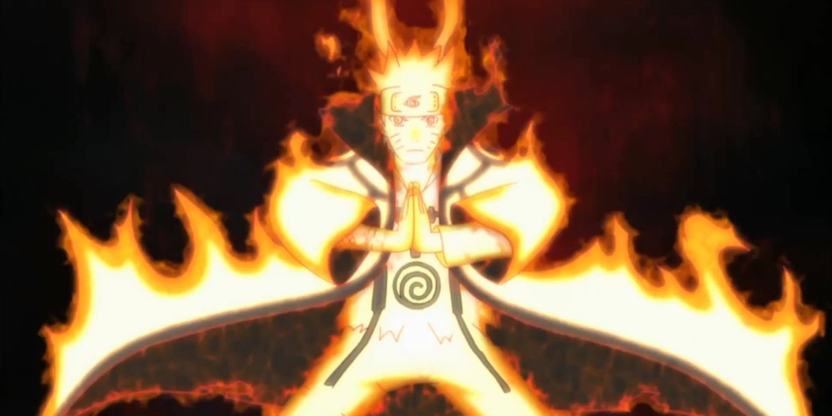 Naruto transforming in the Six Paths Sage Mode