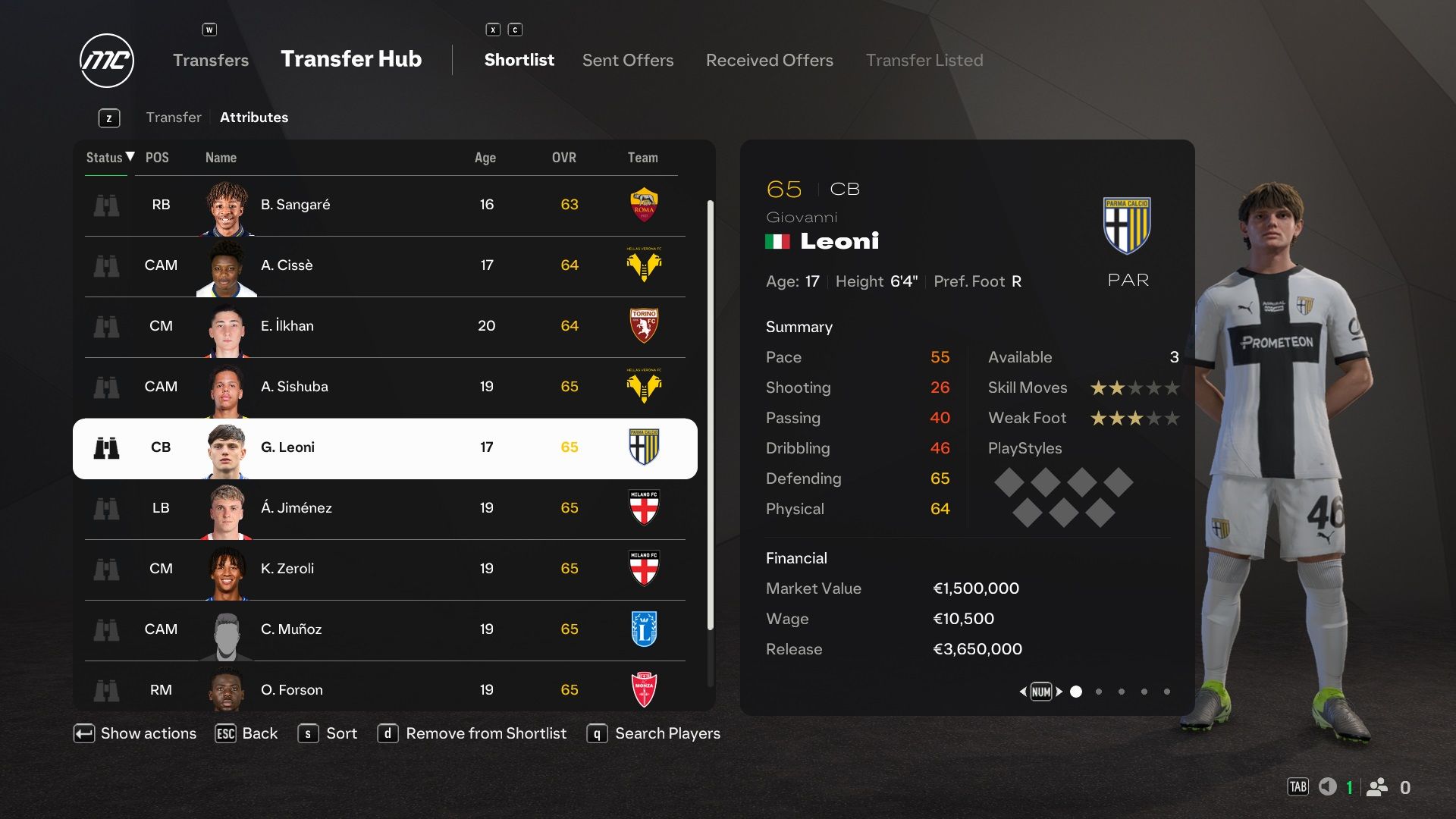 Giovanni Leoni in EA Sports FC 25.