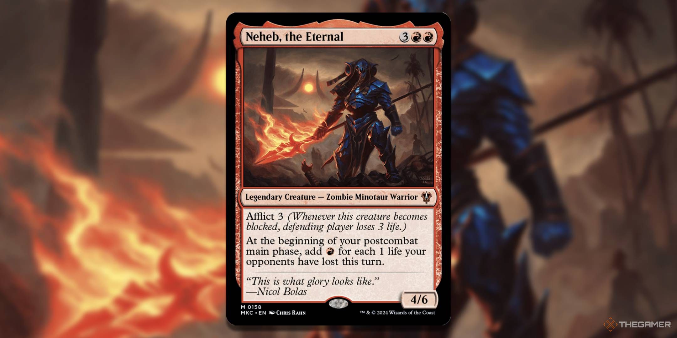 MTG Neheb, the Eternal card with the art in the background.