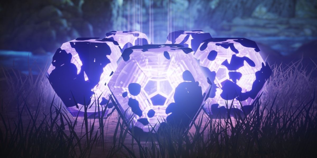 Destiny 2 Umbral Engrams in a cluster on the grass