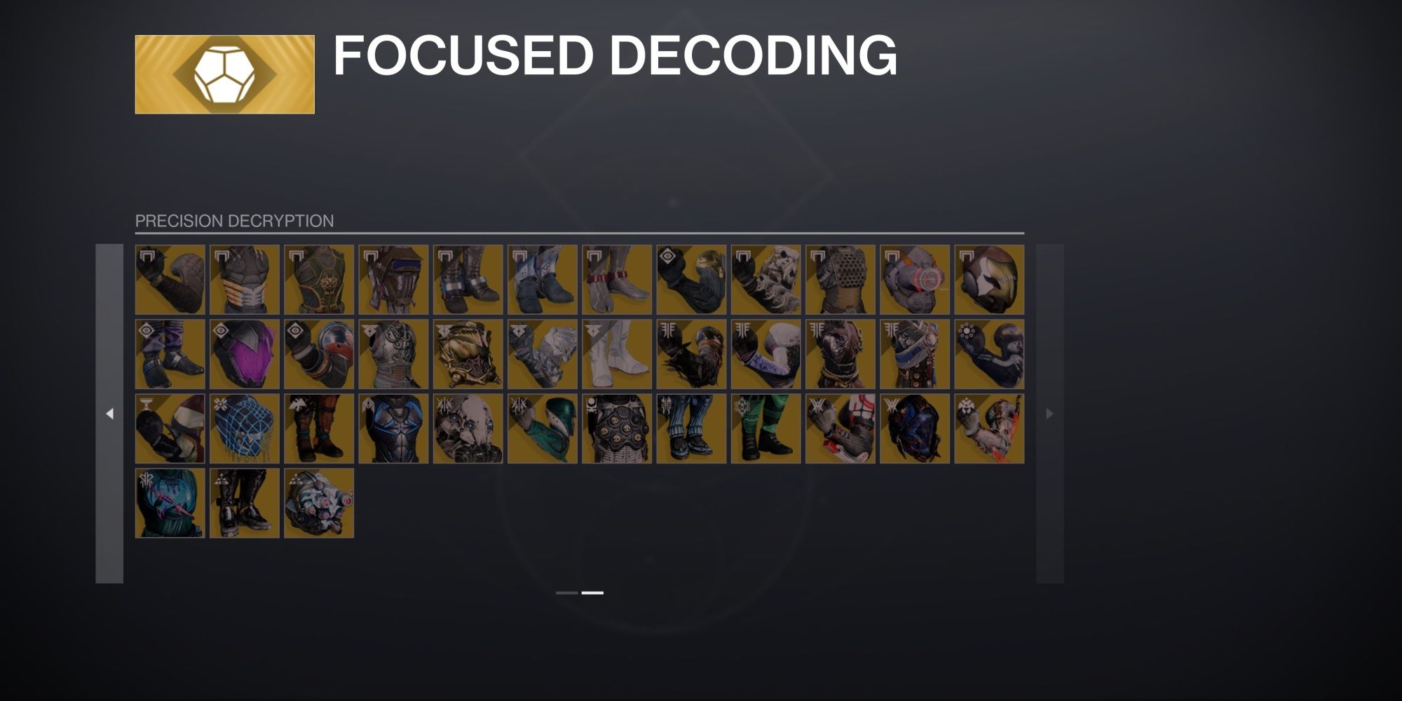 screenshot of Destiny 2 Rahool Exotic Engram Focused decoding screen