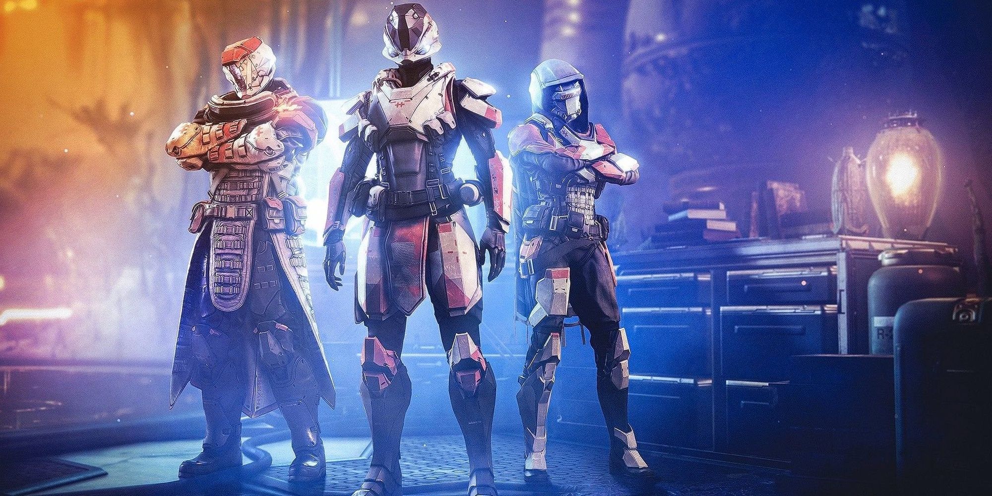 Hunter. Titan, and Warlock posing in Destiny 2 Duality Dungeon Armor Sets