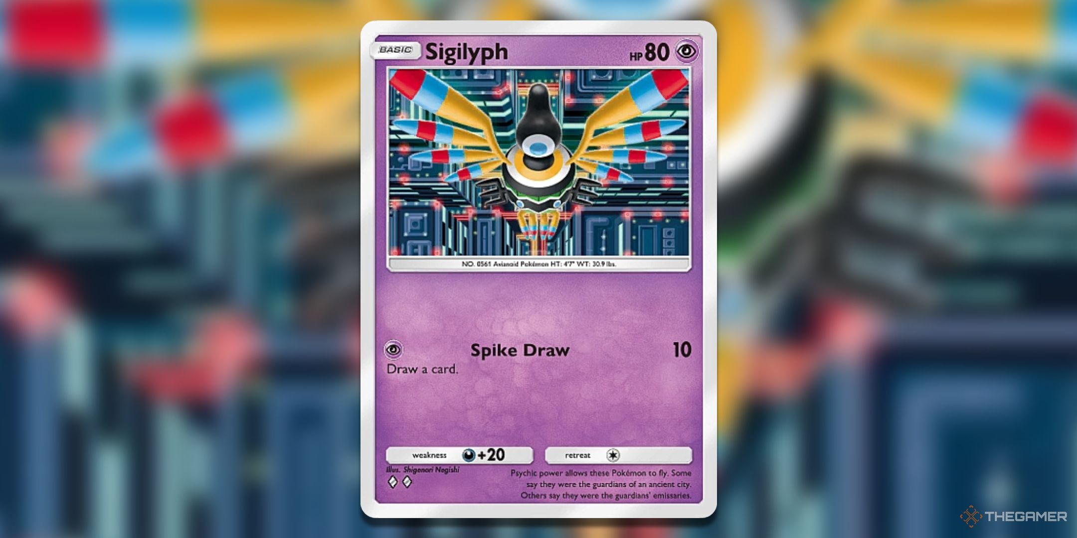 Sigilyph Mythical Island Pokemon TCG Pocket Card Art.