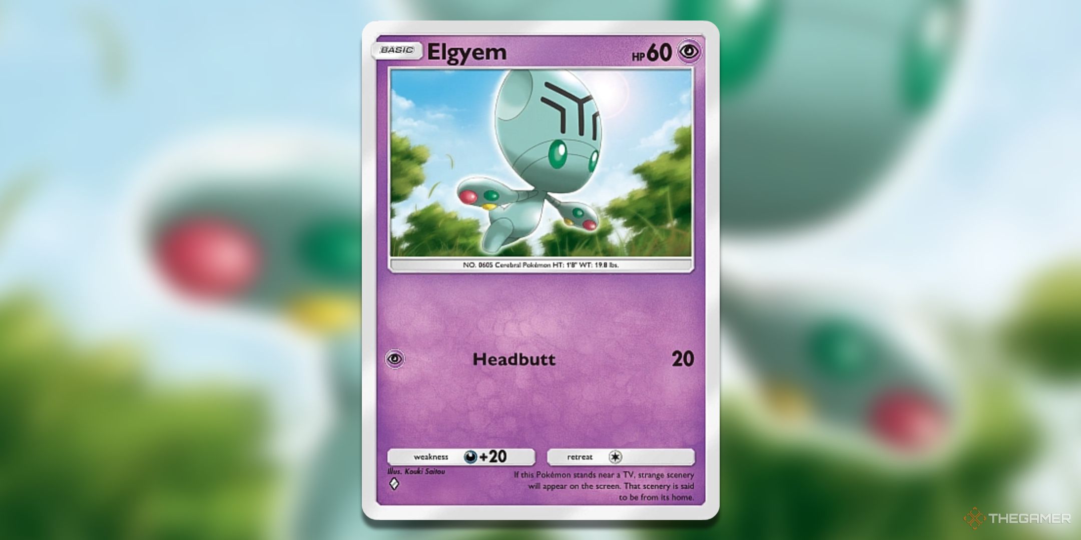 Elgyem Mythical Island Pokemon TCG Pocket Card Art.