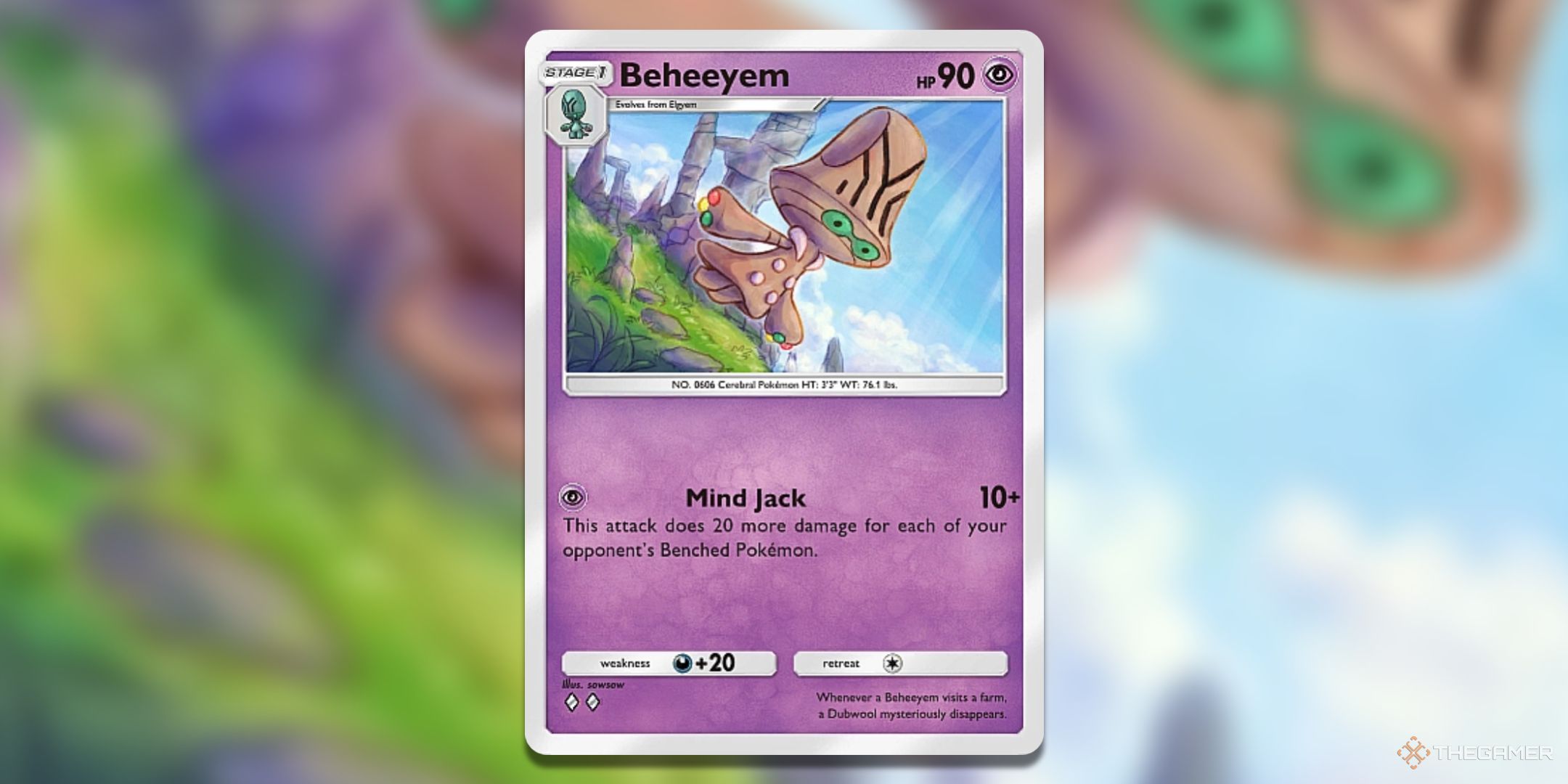 Beheeyem Mythical Island Pokemon TCG Pocket Card Art.