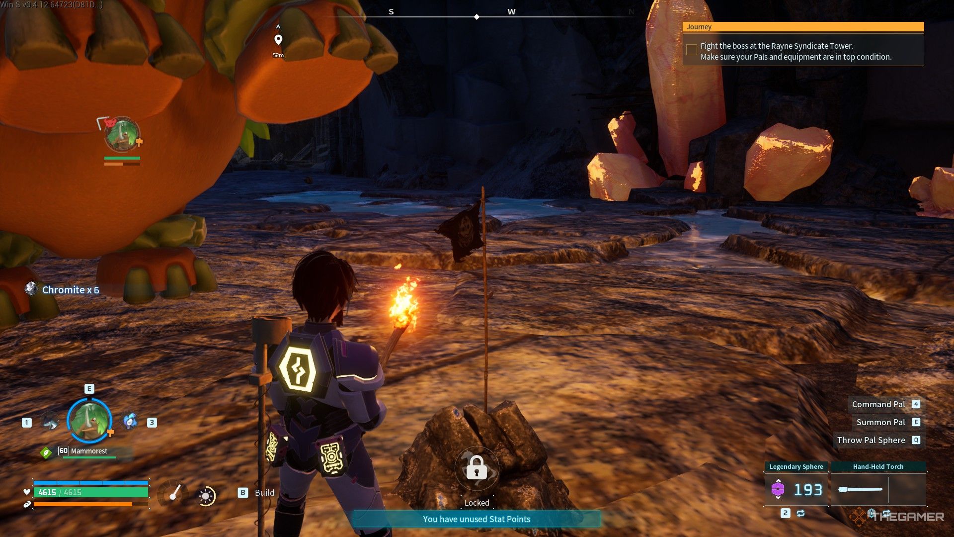 The player finds Chromite node inside a cavern in Palworld.