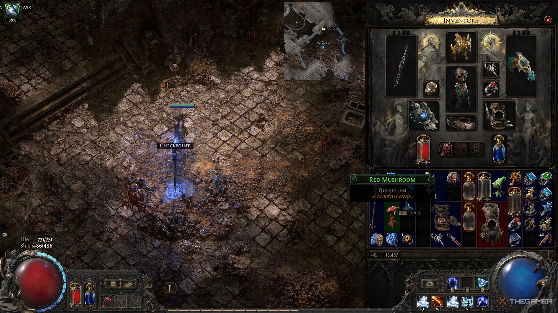 Red Mushroom Quest item display in Path of Exile 2.