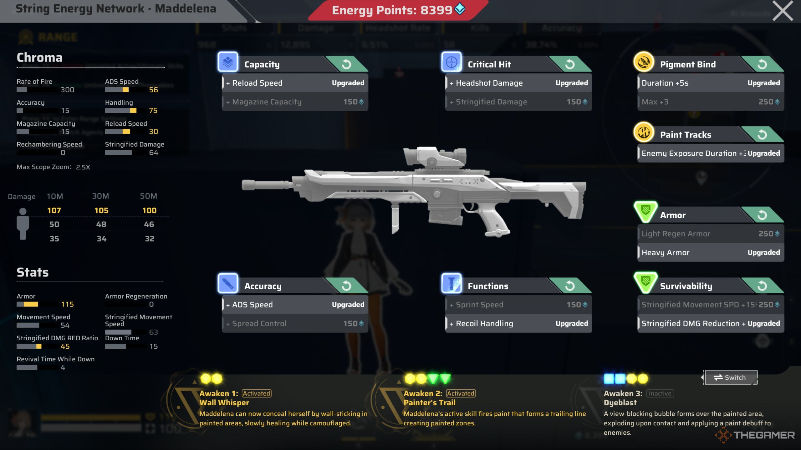 Strinova Maddelena string energy network in game.