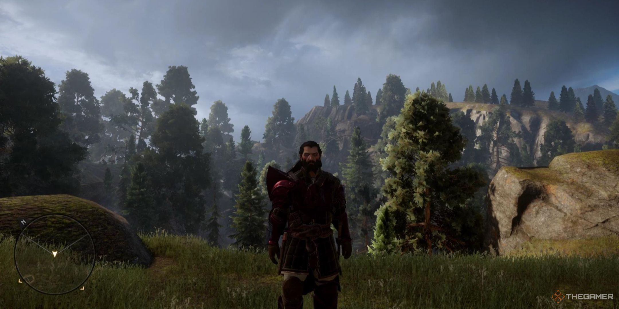 Blackwall stands against a forest backdrop in Dragon Age: Inquisition.