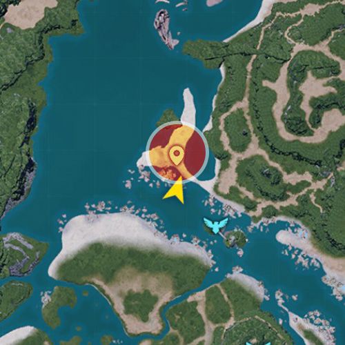 An orange circle shows the location of the Predator Pal, Vanwyrm in Palworld