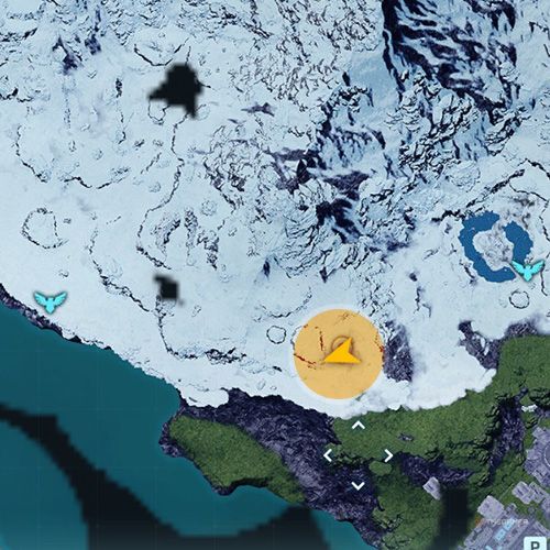 An orange circle shows the location of the Predator Pal, Loupmoon Cryst in Palworld