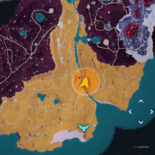 An orange circle shows the location of the Predator Pal, Sootseer in Palworld