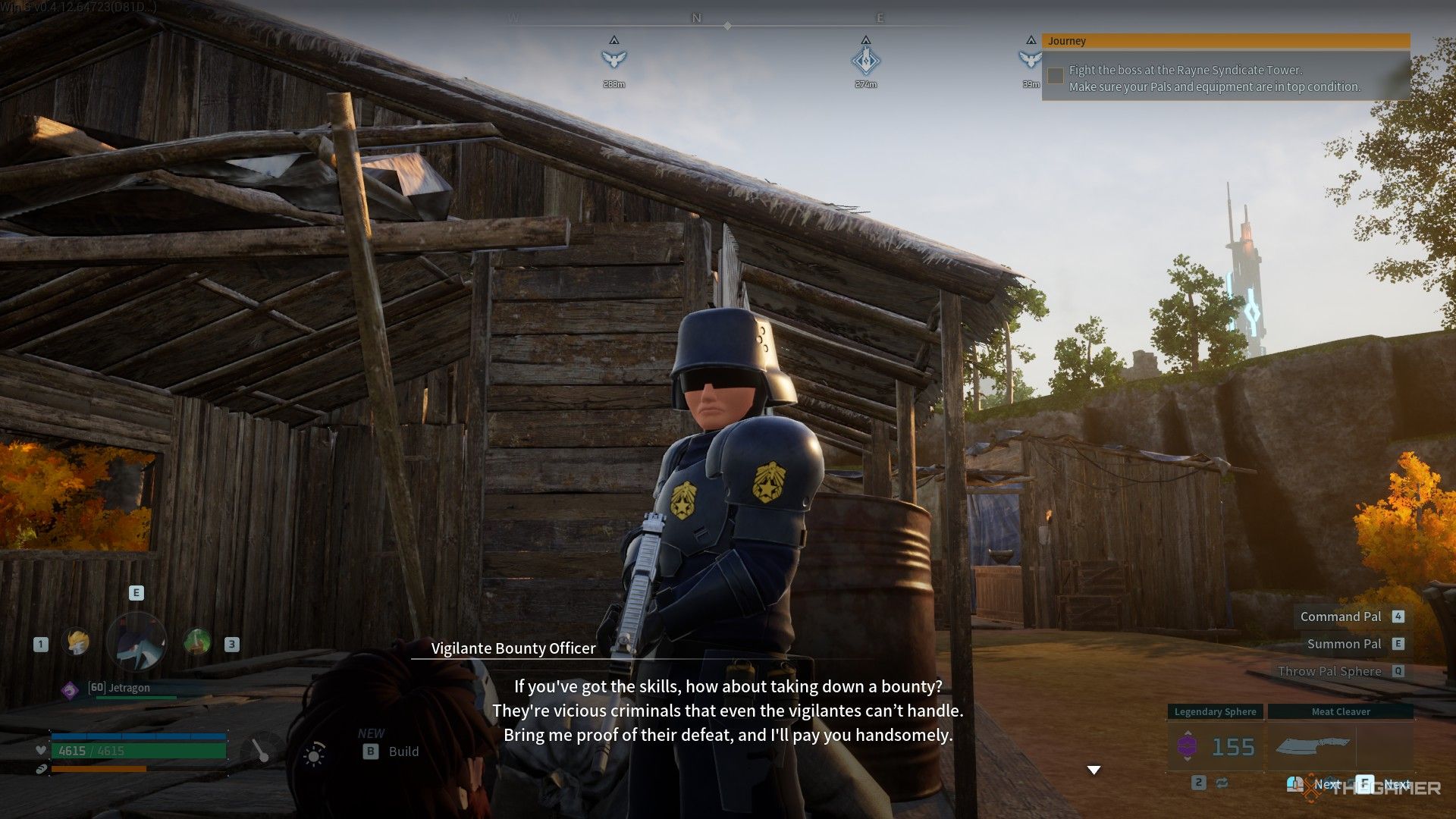 The player is talking with Vigilante Bounty Officer in Palworld.