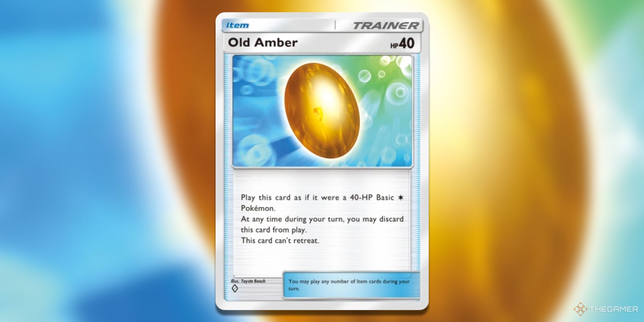 Old Amber Pokemon TCG Pocket Card Art.