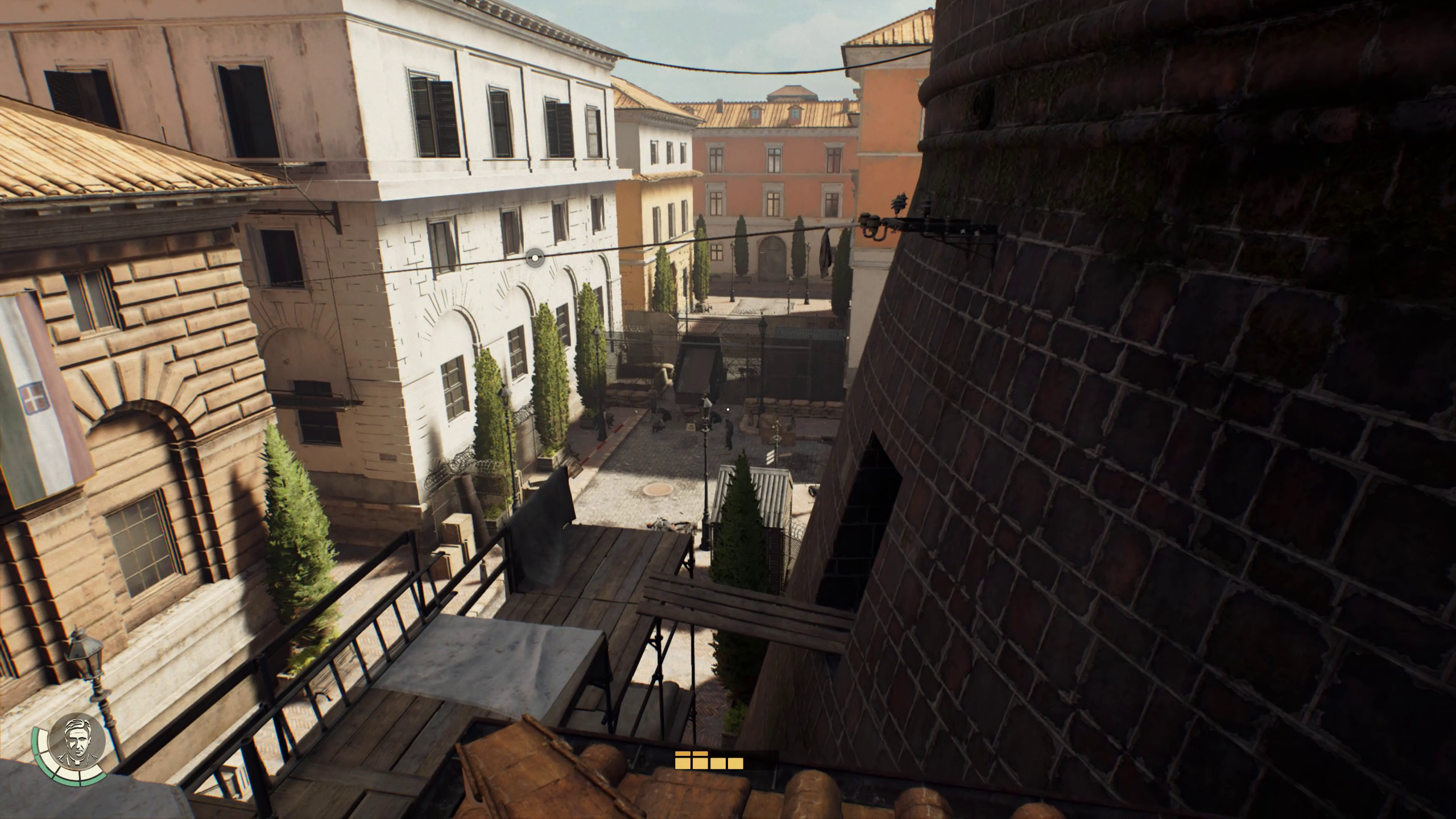 An elevated rooftop view of the Vatican streets in Indiana Jones and the Great Circle