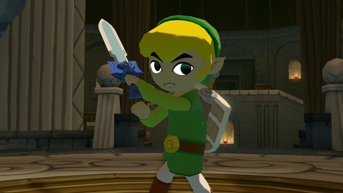 Link with the Master Sword in The Wind Waker, one of the best 3D Zelda games.