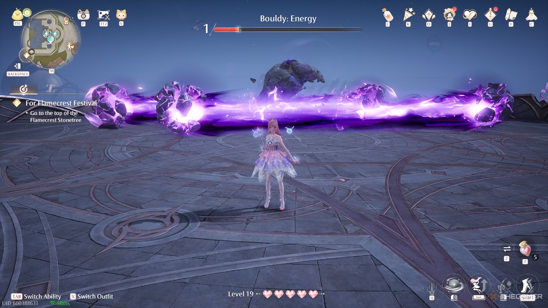 Fighting Bouldy in the Realm of the Dark in Infinity Nikki.