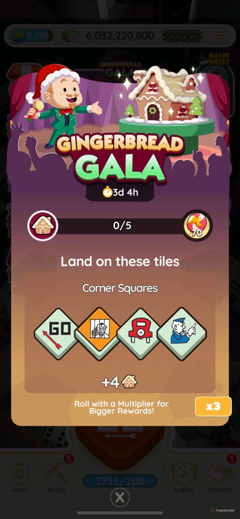 How to earn points on corner tiles in Gingerbread Gala in Monopoly Go.