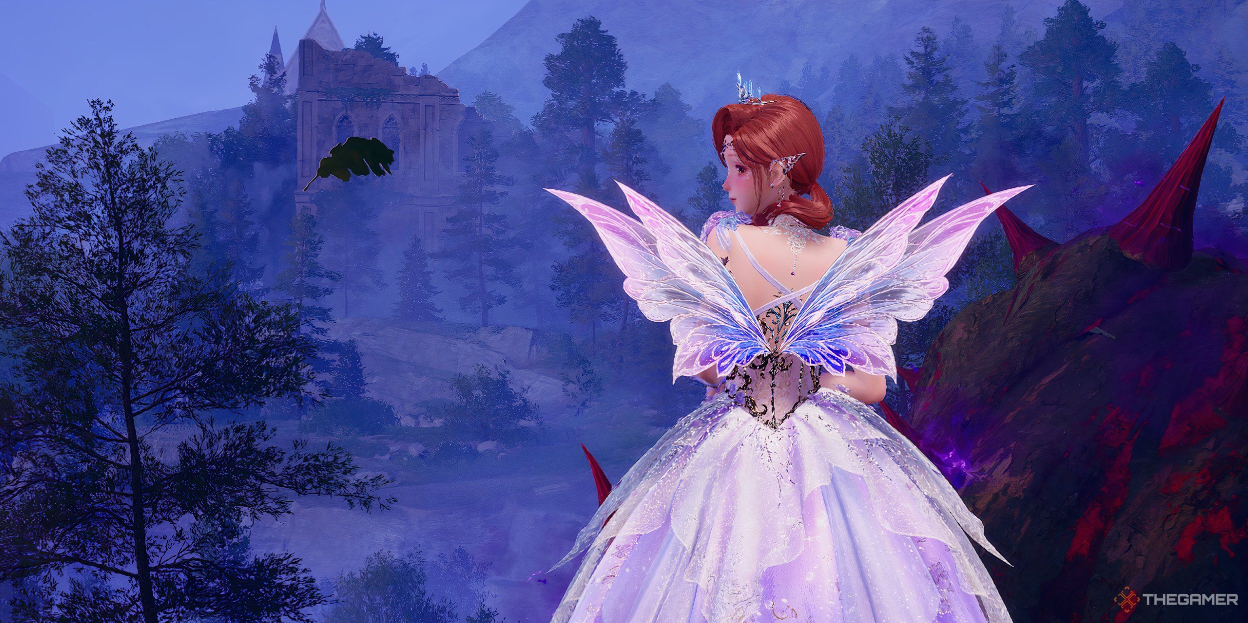 Nikki wearing the fairy outfit outside the Swordsmith Ruins.