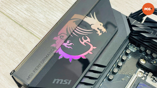 MSI MPG X870E Carbon WiFi review: RGB dragon on I/O shield.