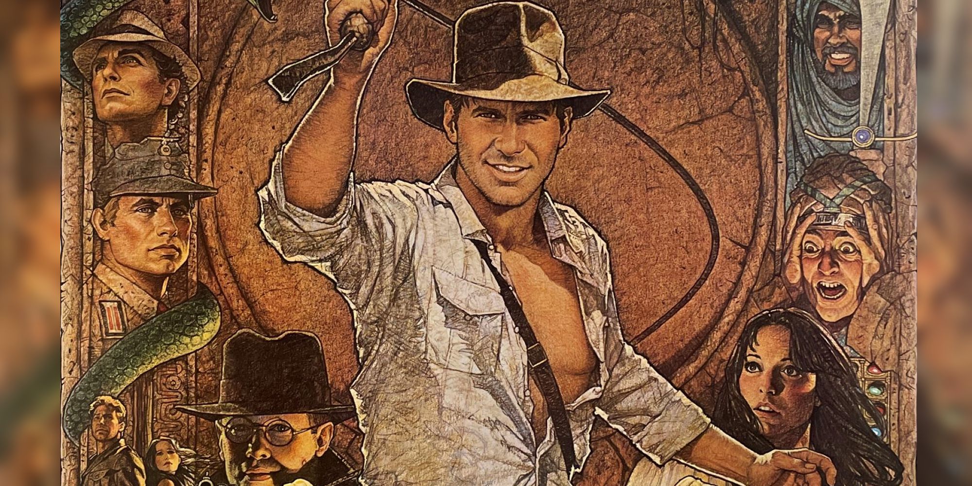 Indiana Jones And The Raiders Of The Lost Ark Artwork Portraying Various Characters