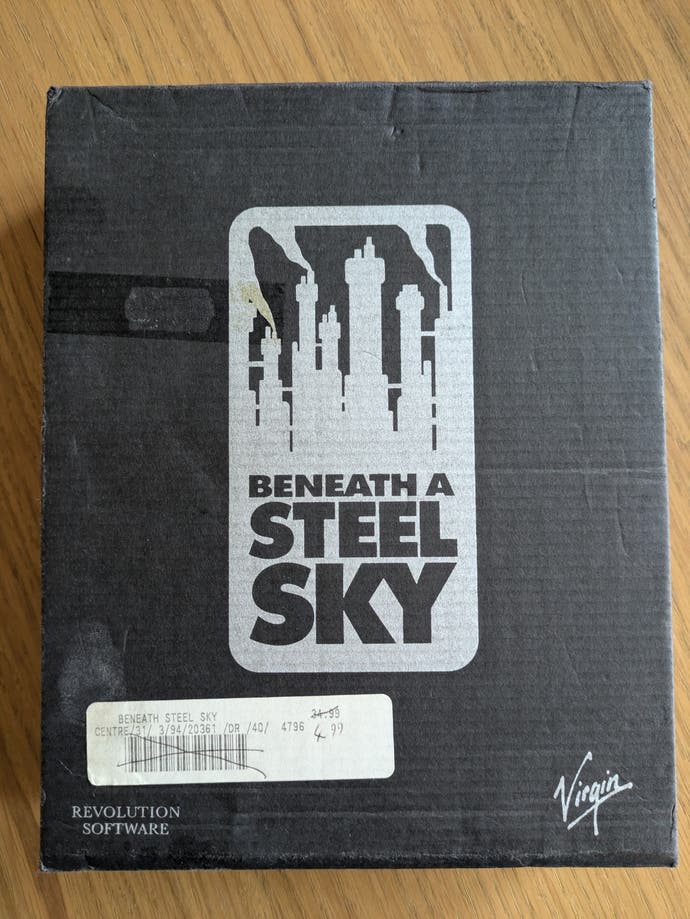 A photograph of the original black box for Beneath a Steel Sky.