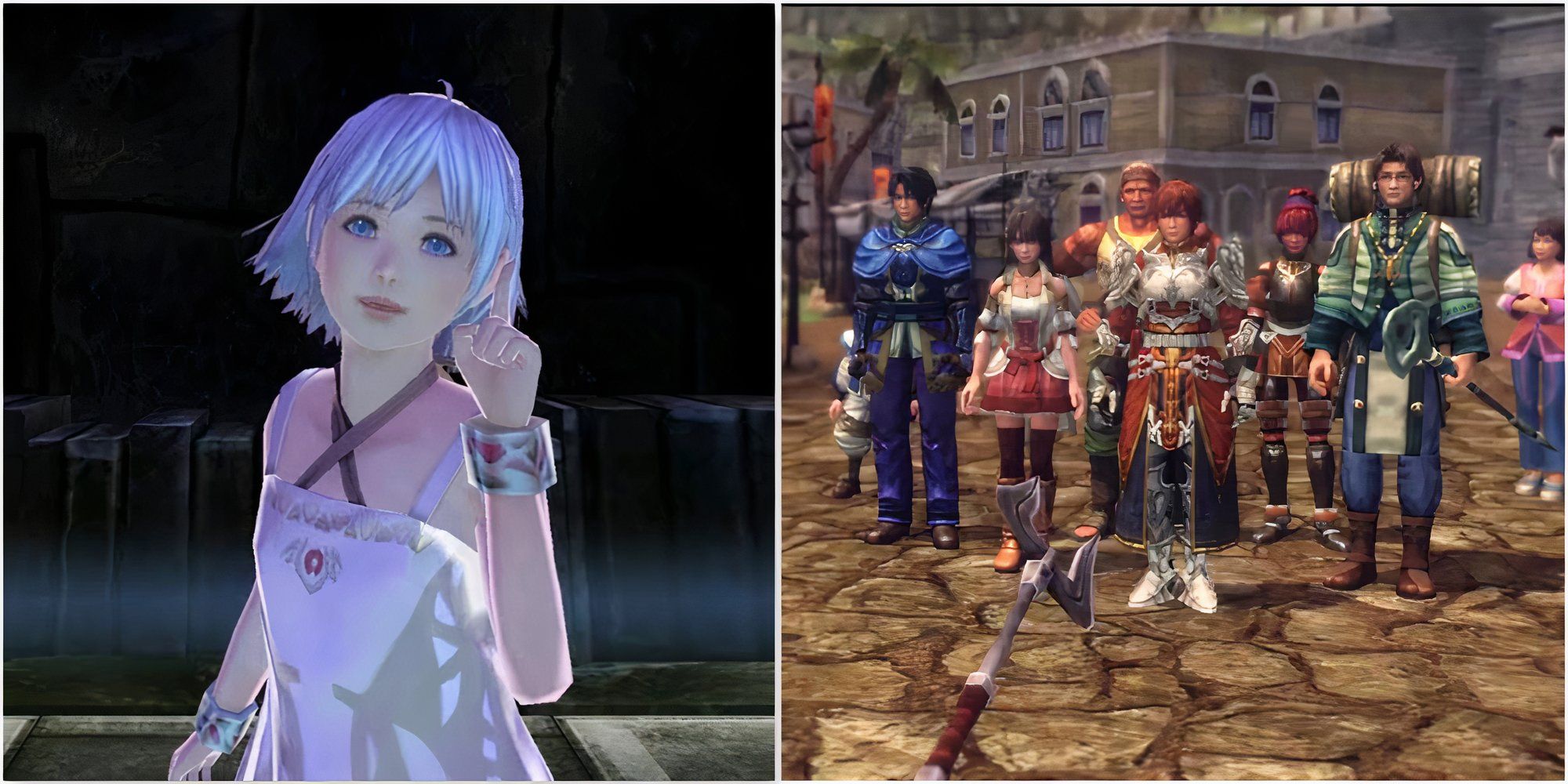 The mysterious girl from Beyond The Labyrinth and A cutscene featuring characters in Infinite Undiscovery