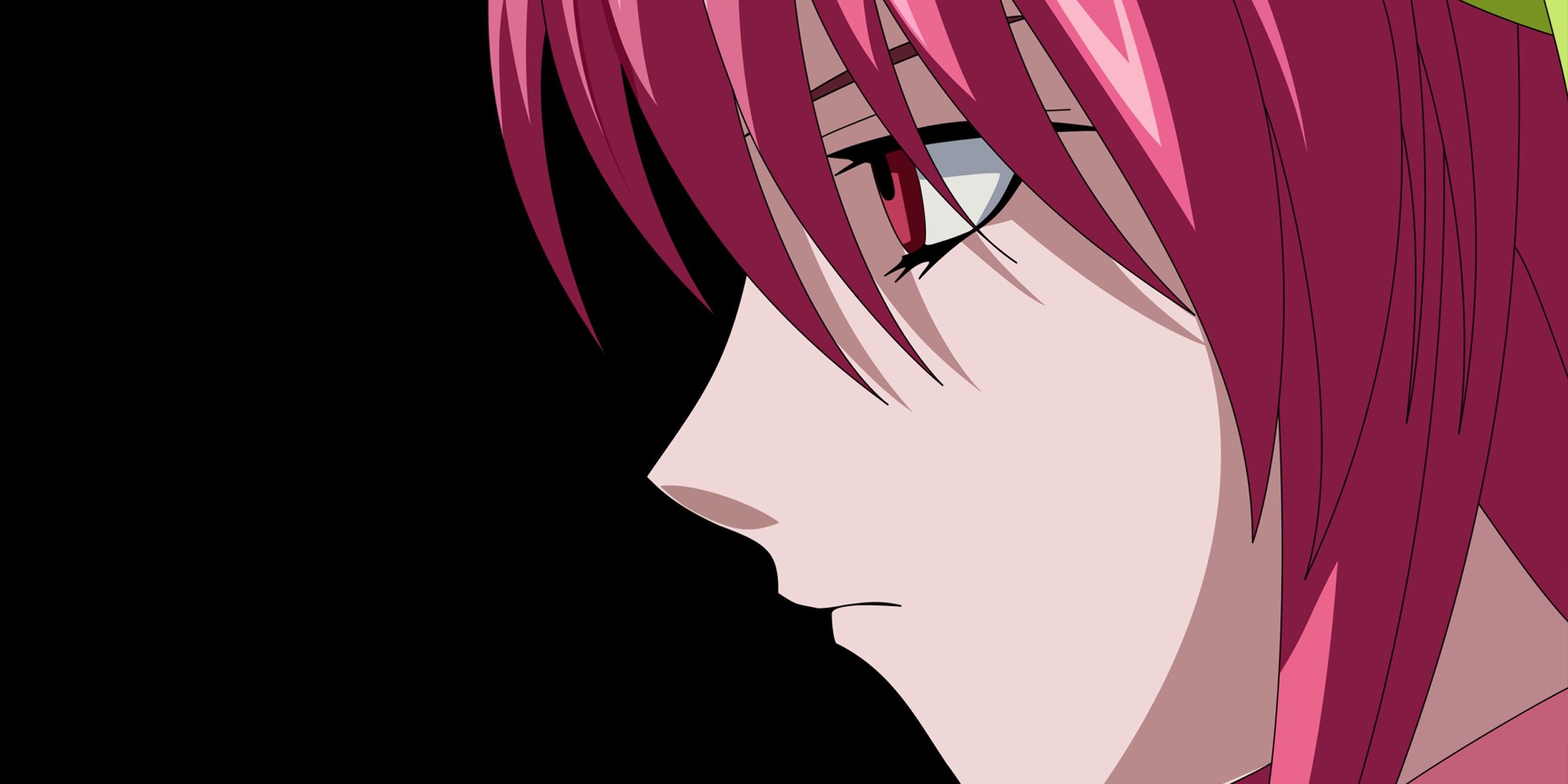 Lucy is making a grim expression in Elfen Lied.