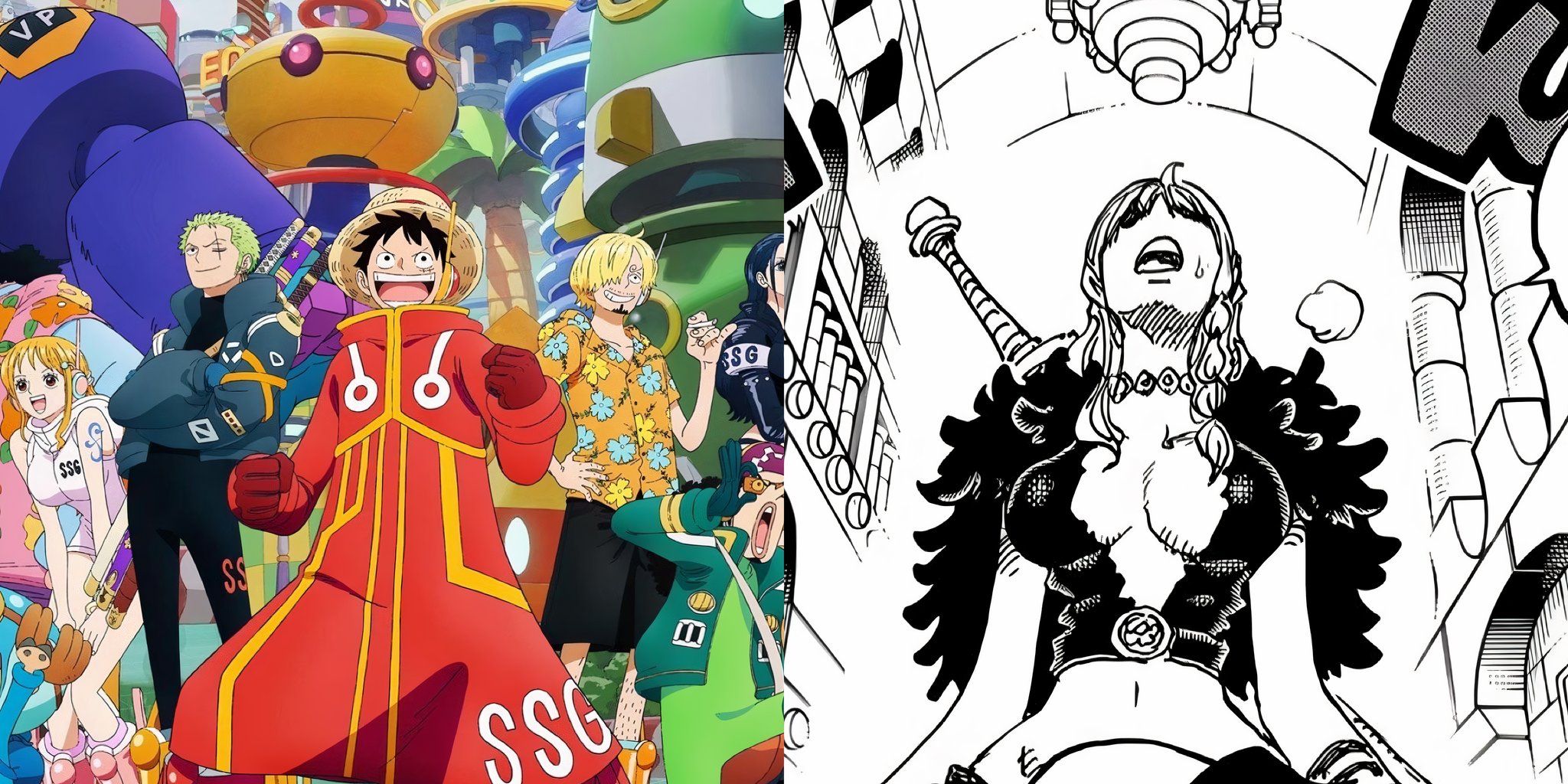 straw hat pirates split in elbaf one piece