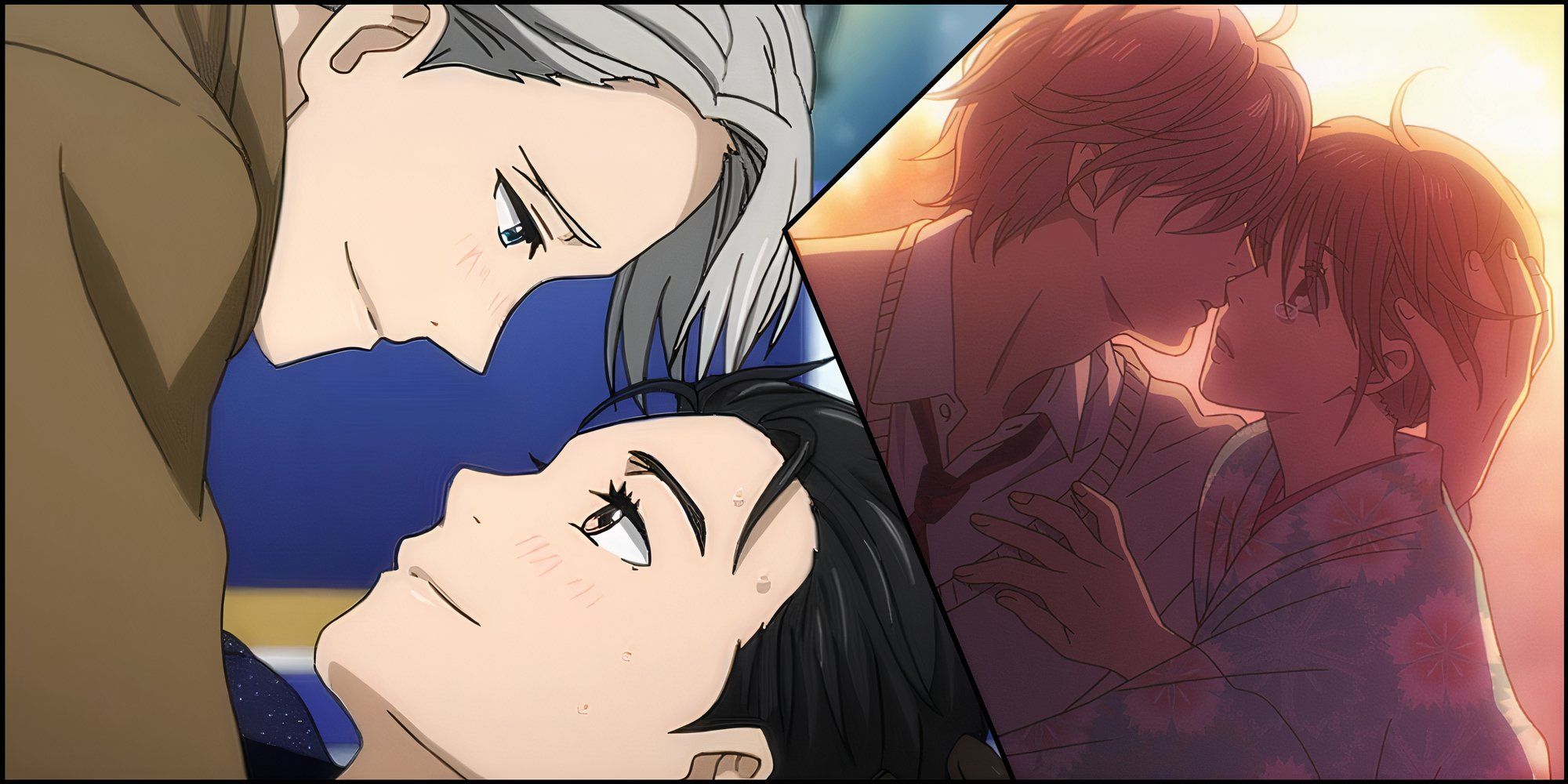 A split image of Yuri On Ice and Chihayafuru