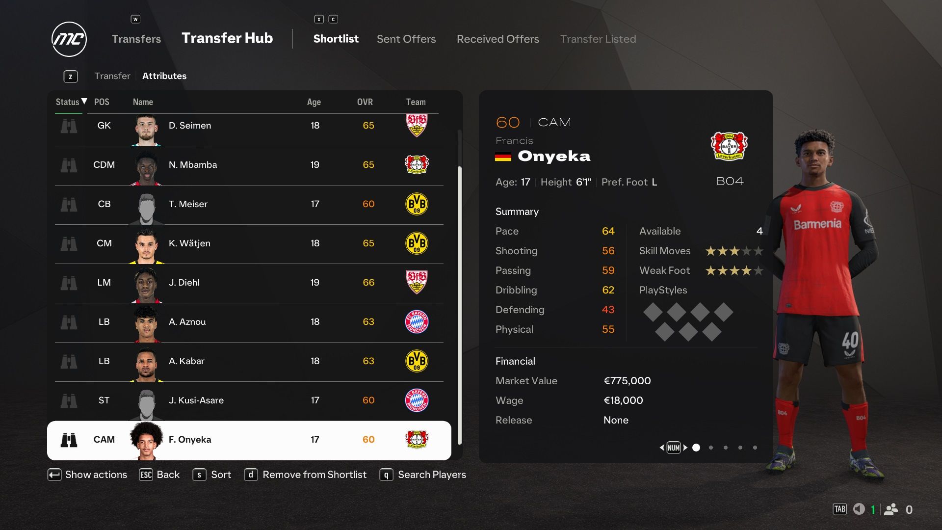 Francis Onyeka in EA Sports FC 25.