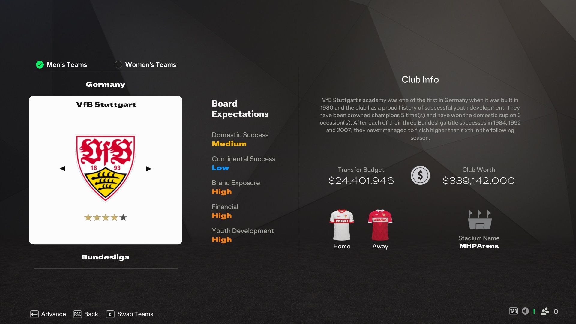 VfB Stuttgart in EA Sports FC 25.