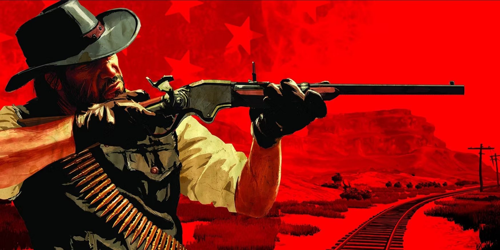 John Marston holding a rifle in Red Dead Redemption