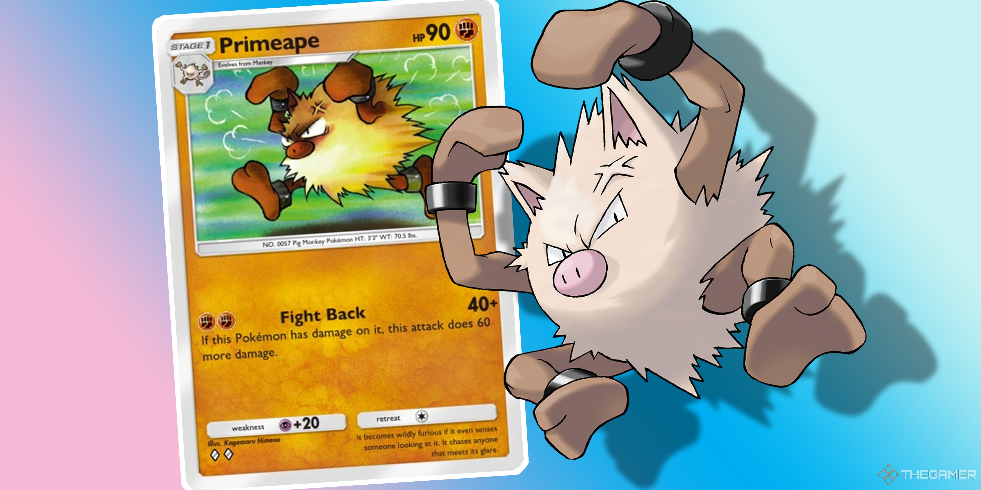 Pokemon Pocket Primeape card and character.