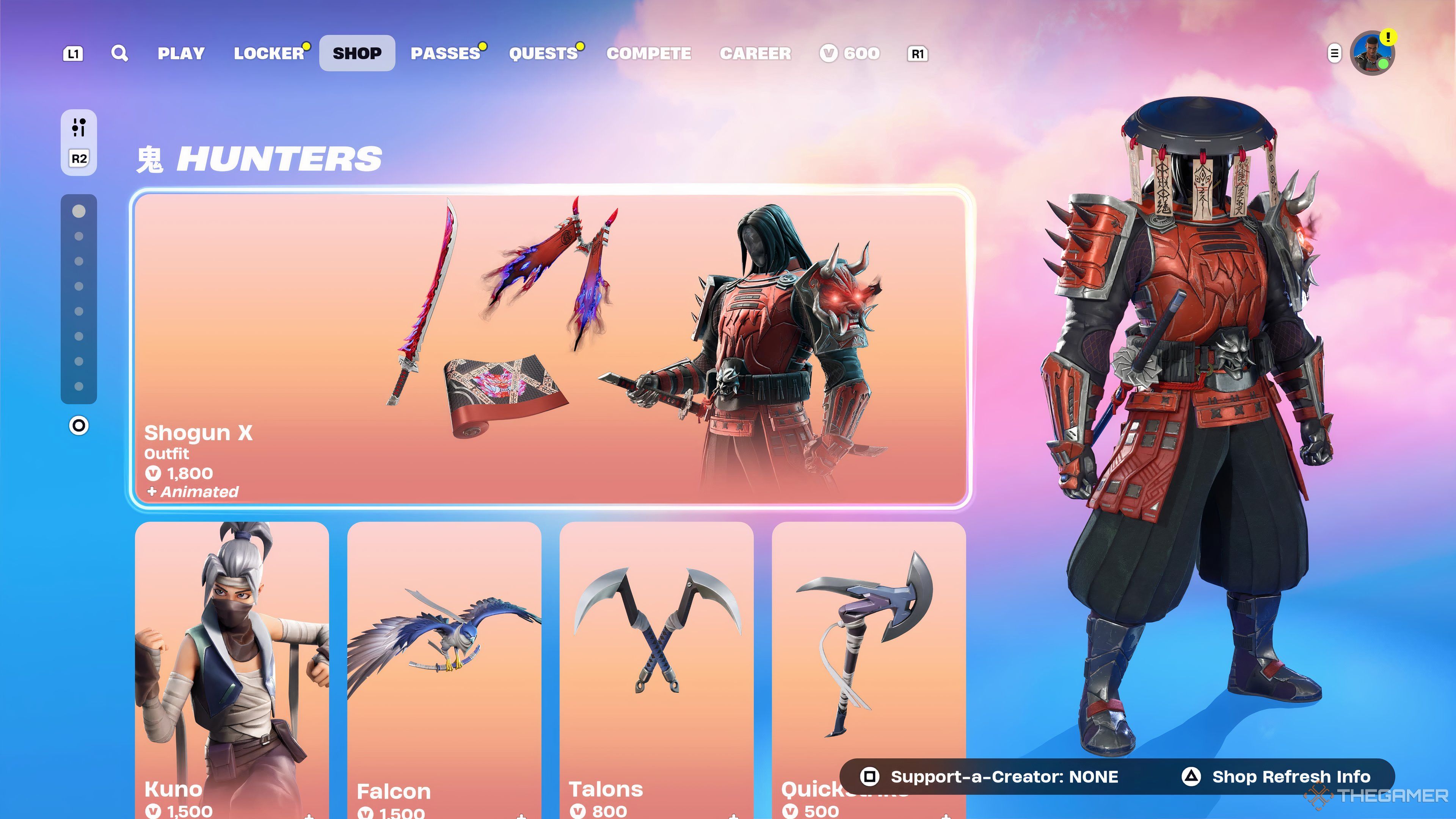 Screenshot of Shogun X who can be purchased in Fortnite Chapter 6 Season 1.