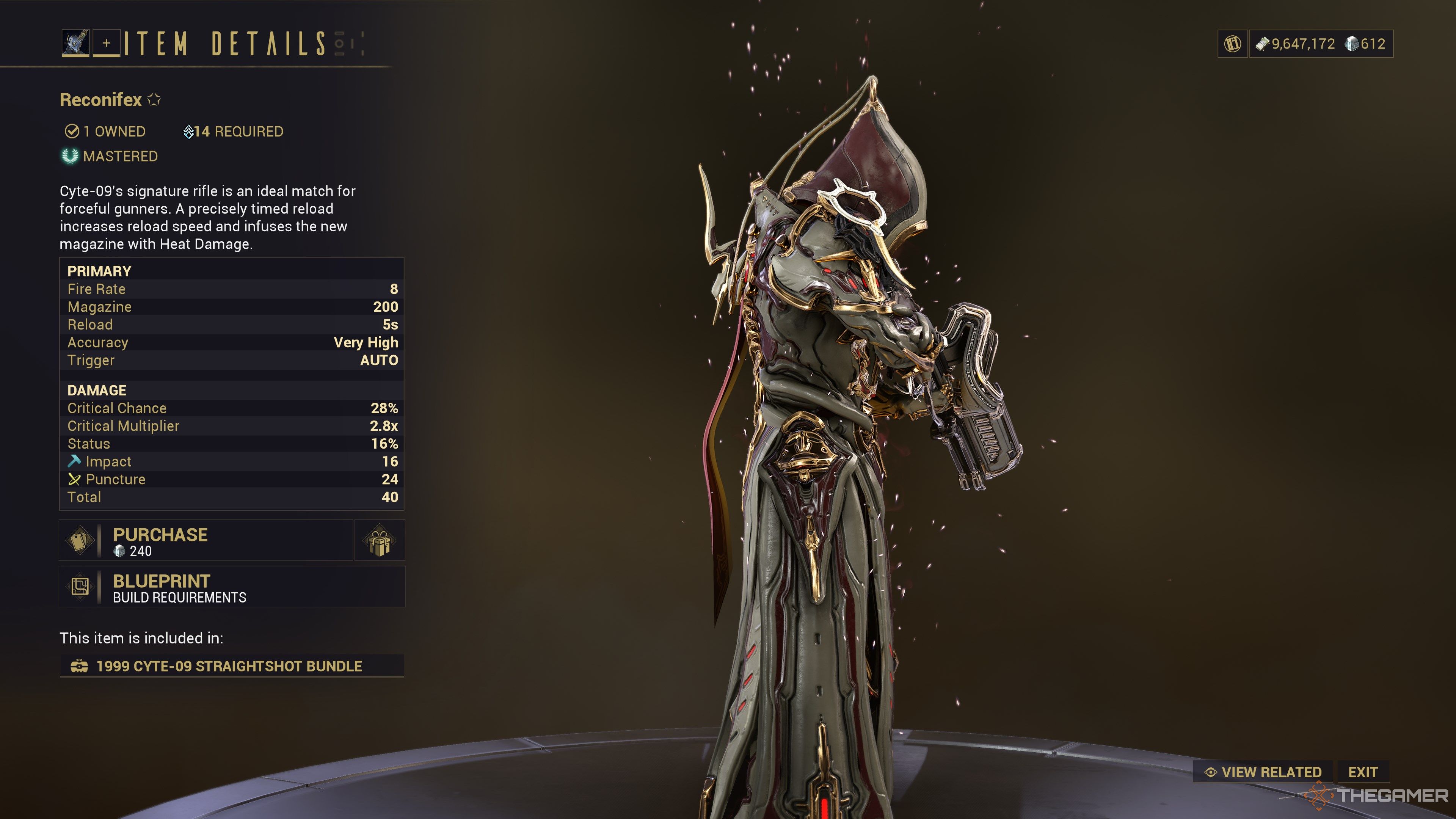 Warframe Reconifex Stats