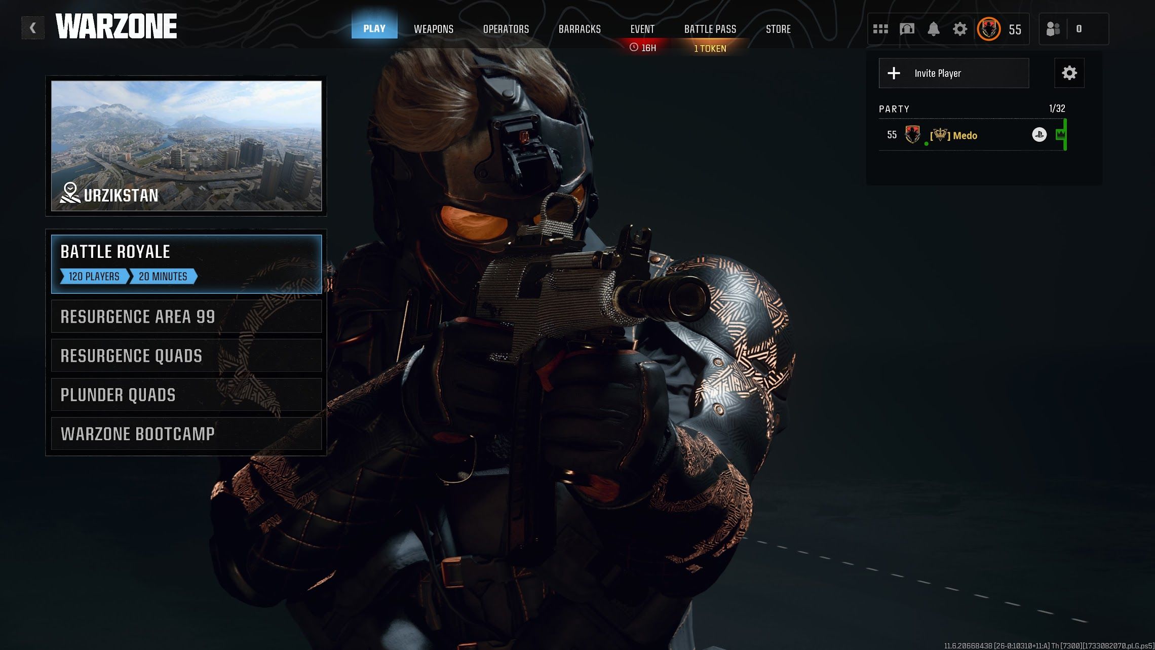 A picture of the lobby menu - Warzone-1