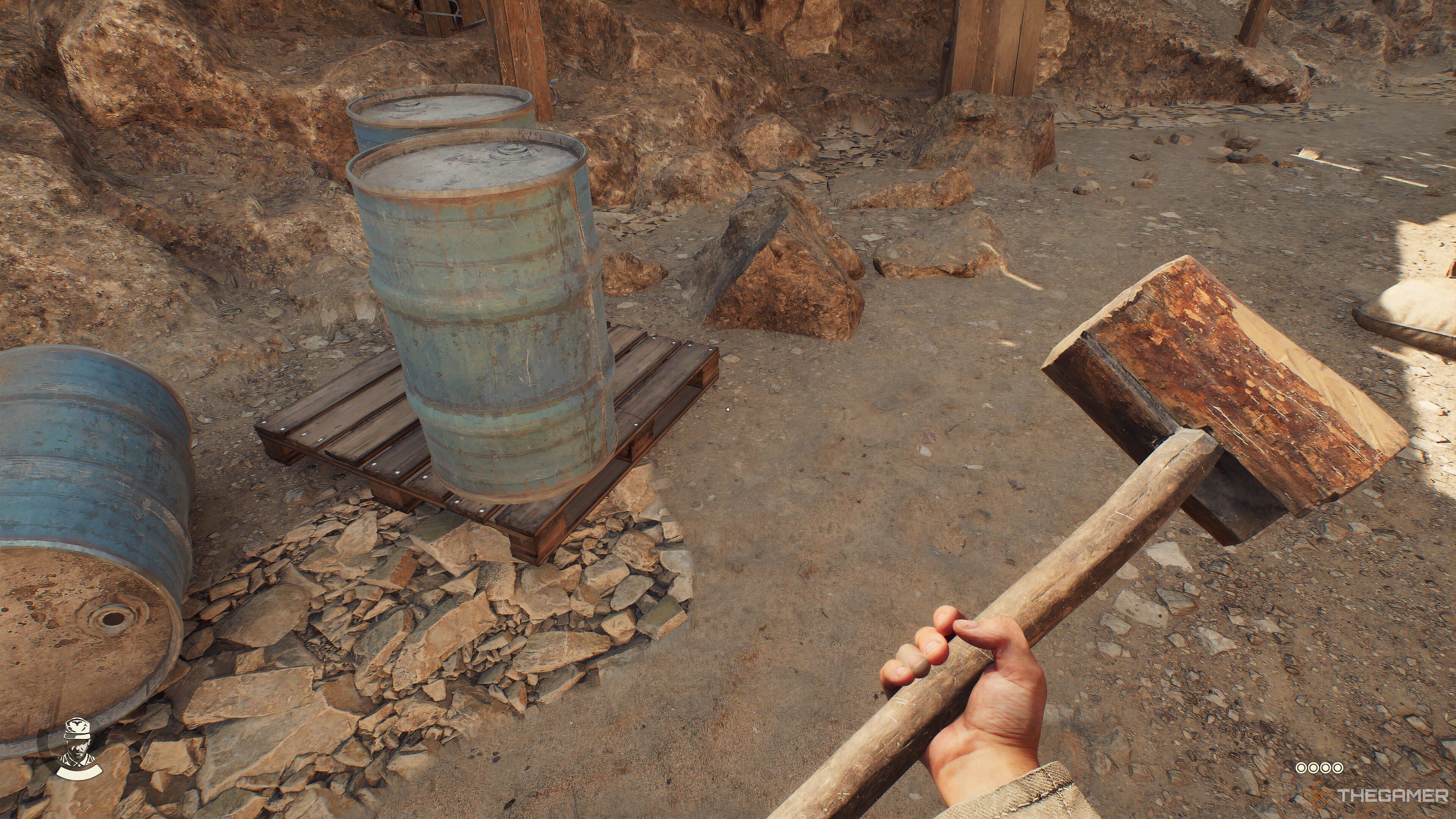 Indy holding the wooden mallet in Indiana Jones and the Great Circle.