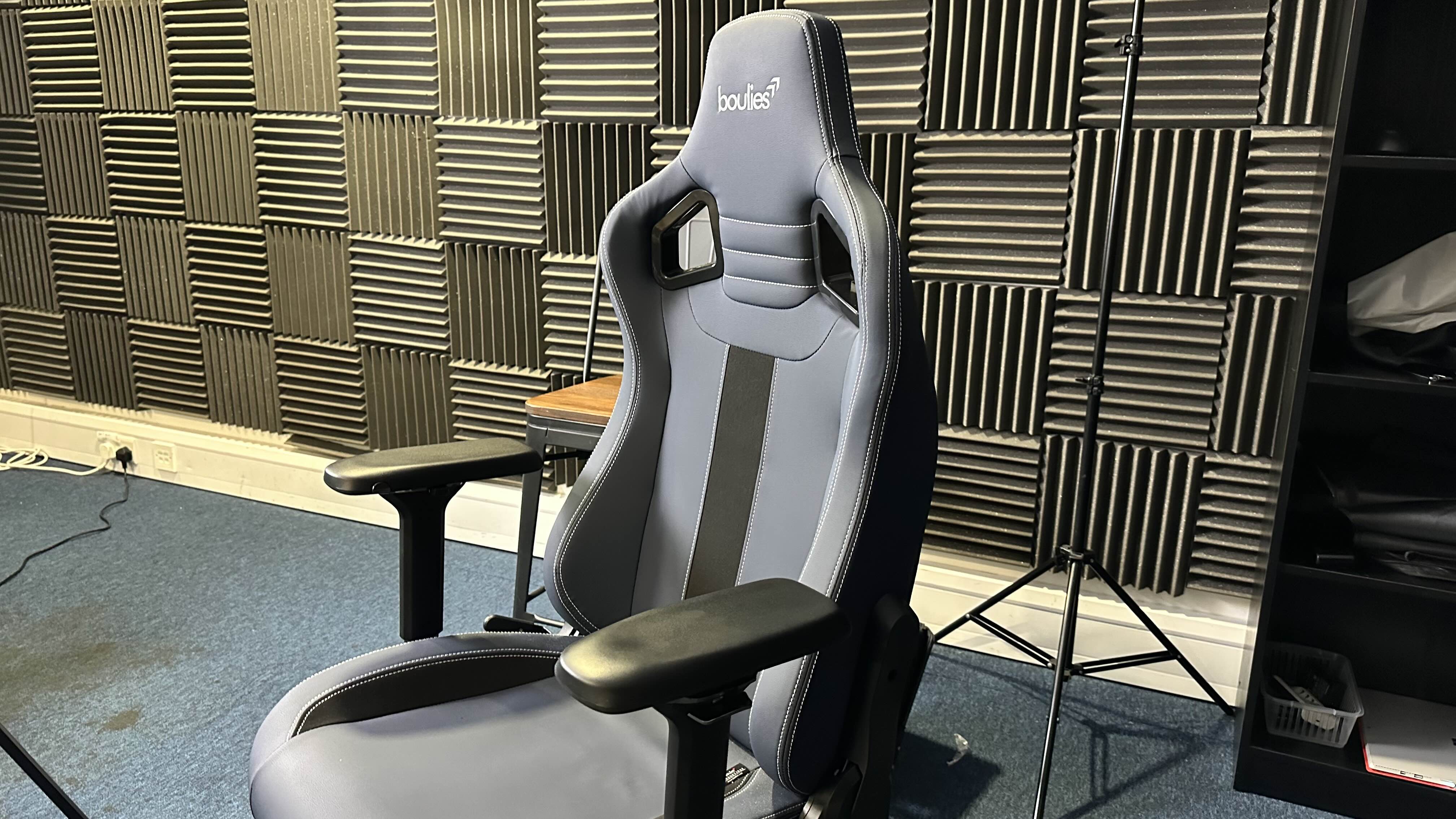 Boulies Elite Series gaming chair facing away from the camera