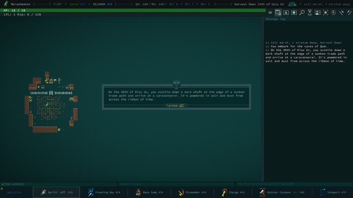 The tutorial in Caves of Qud.