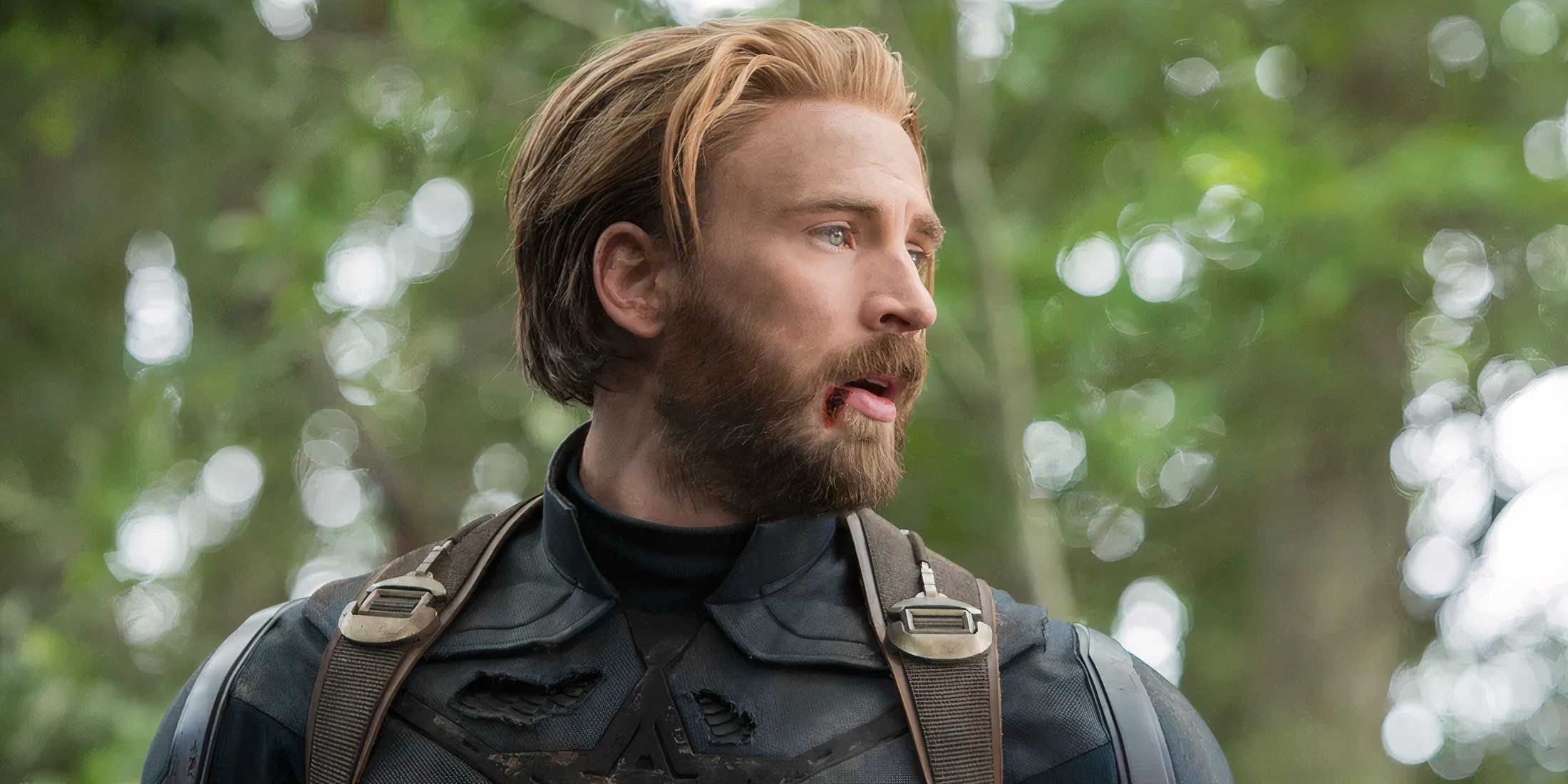 Chris Evans as Captain America with longer hair 