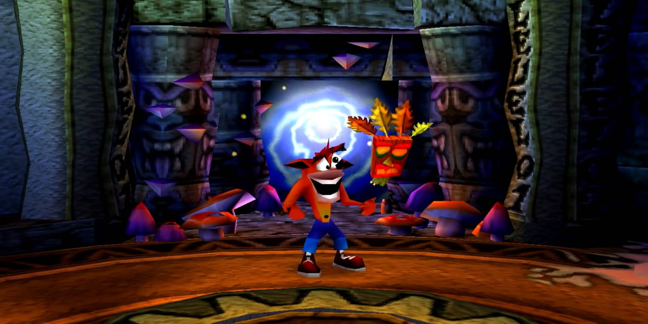 Crash doing his victory dance in Crash Bandicoot.