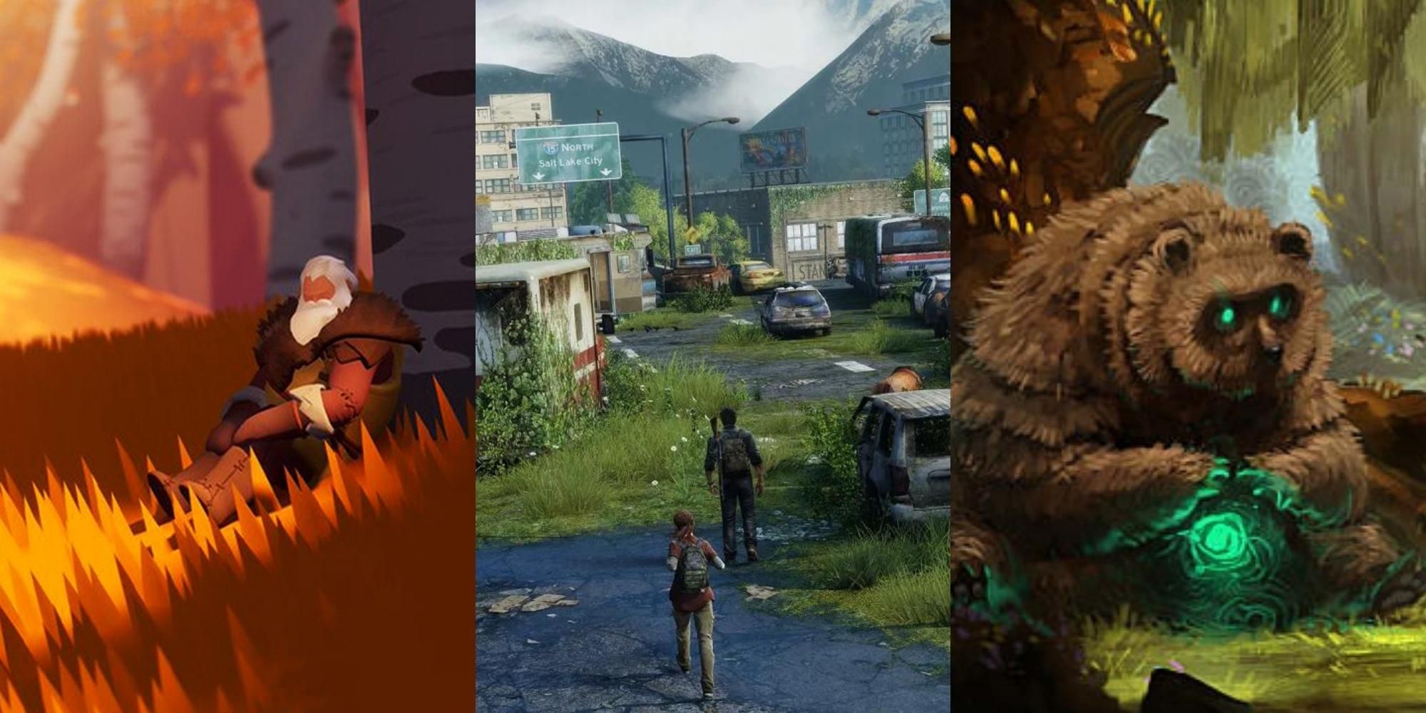 Old Man in Arise A Simple Story, Joel and Ellie in The Last of Us , bear in Seasons after Fall