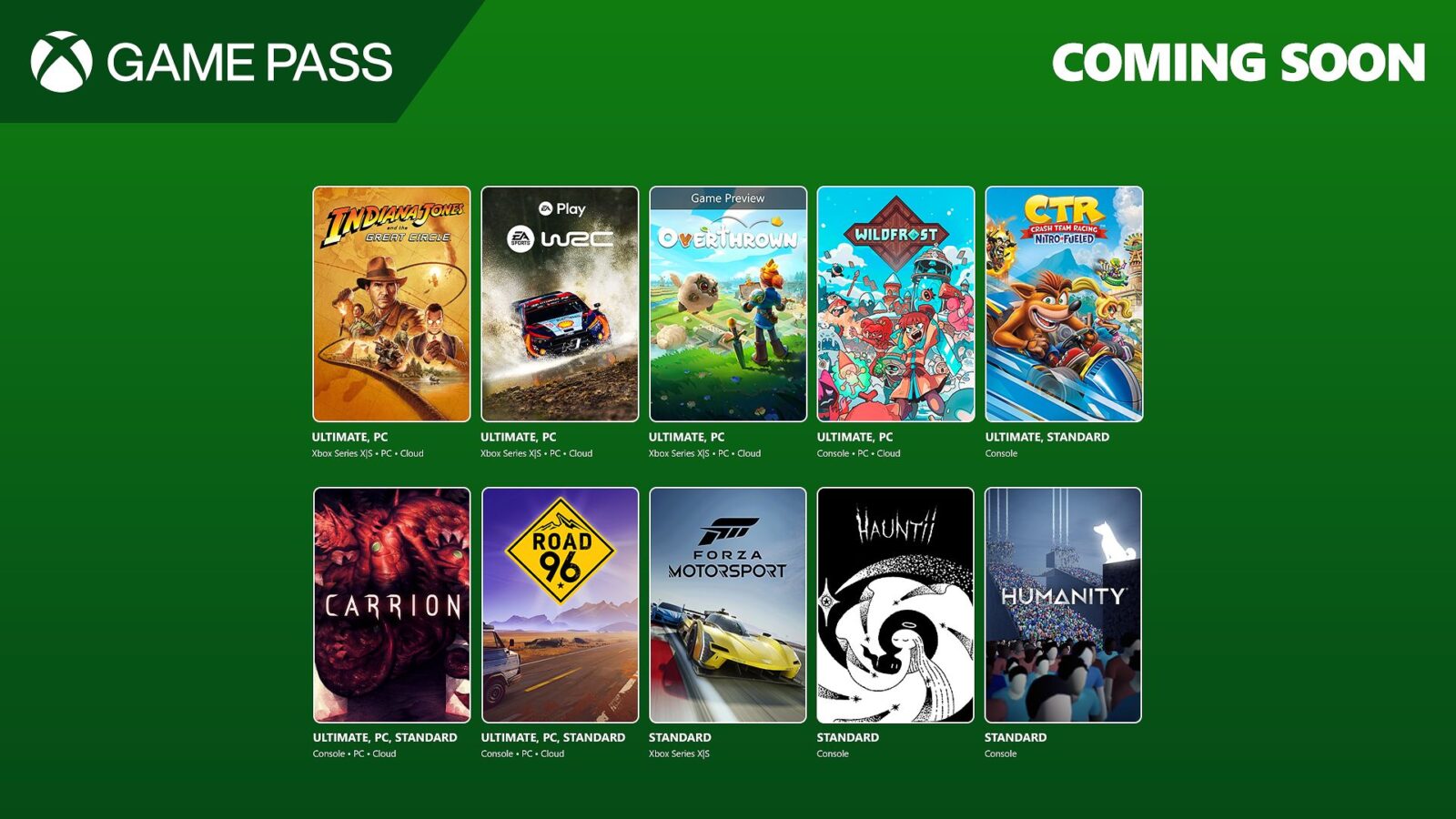 Coming to Game Pass: Indiana Jones and the Great Circle, Crash Team Racing Nitro-Fueled, and More