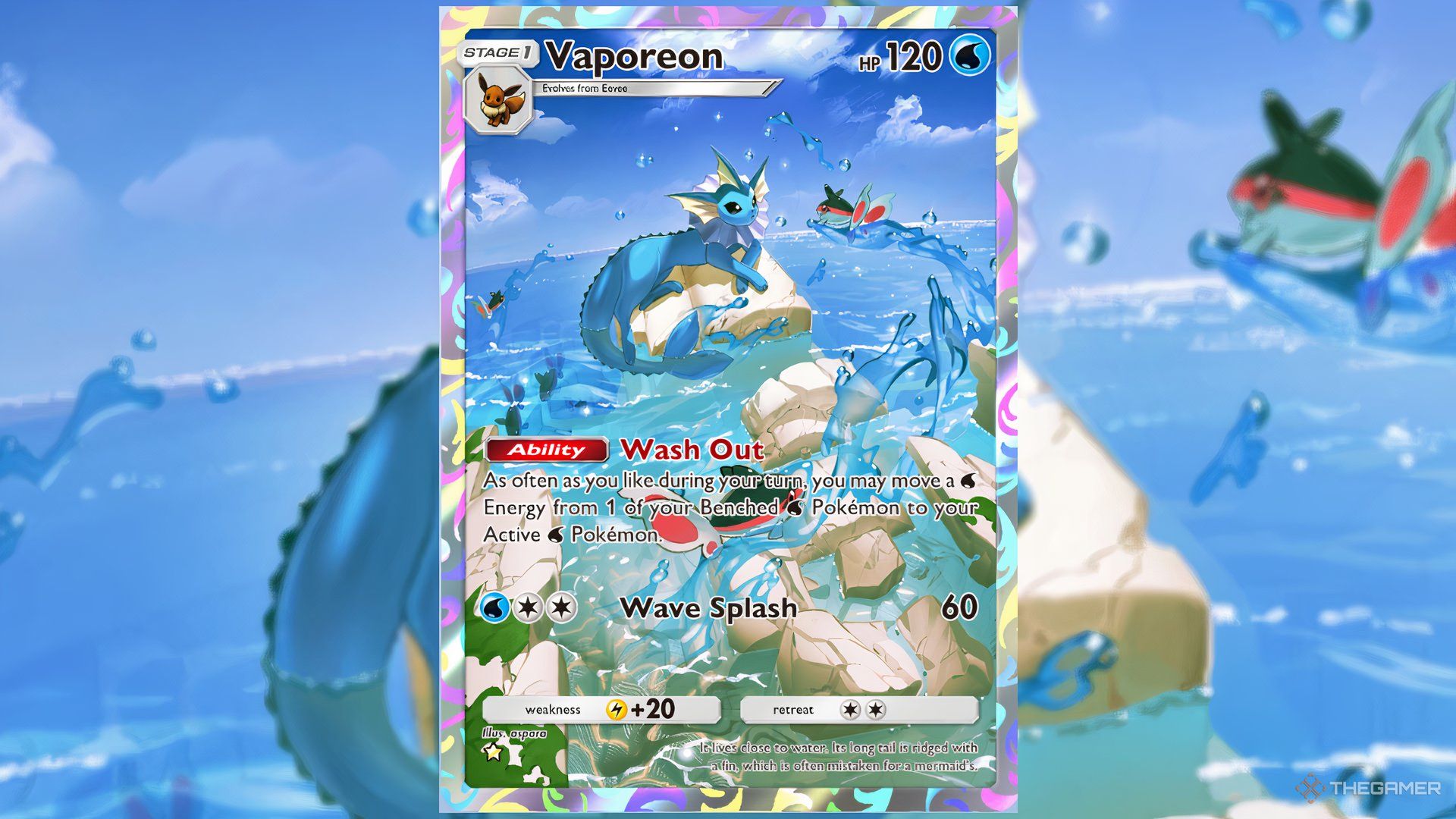 The Vaporeon Full Art art in Pokemon TCG Pocket.