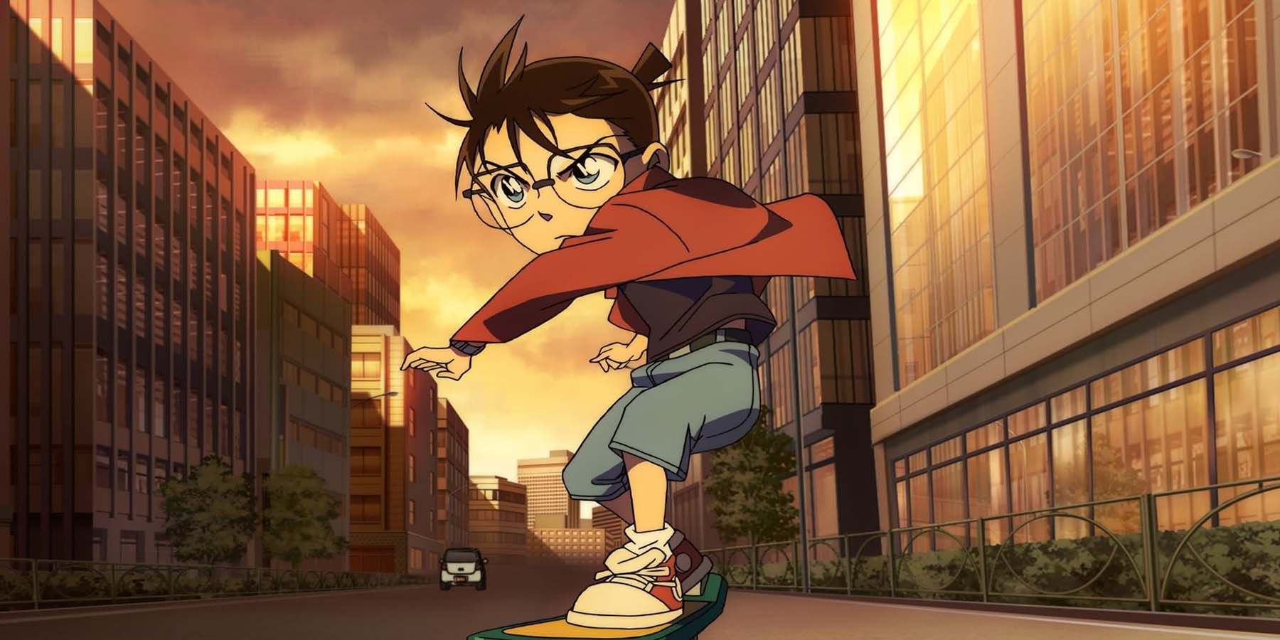 Case Closed Zero the Enforcer, Conan on skateboard