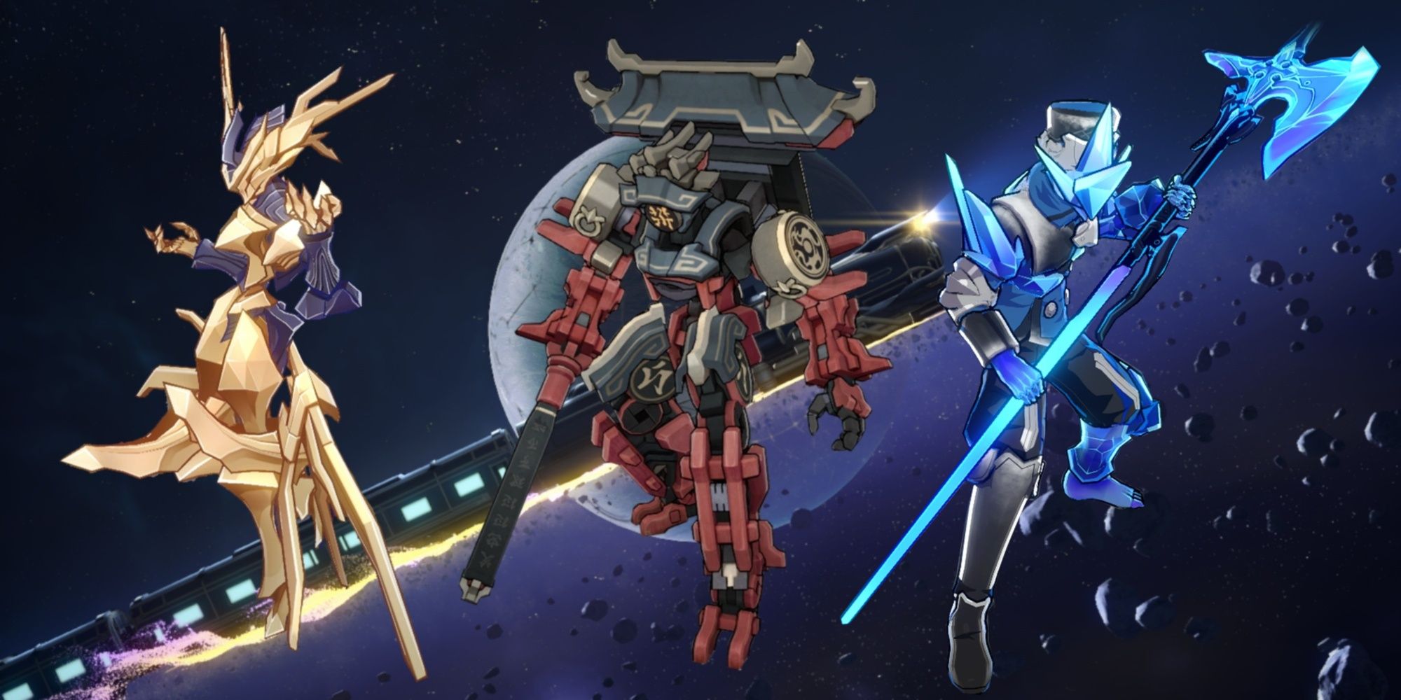 Featured Image, Honkai Star Rail, Best Enemy Designs featuring the Imaginary Weaver, Aurumaton Guardian, and the Everwinter Shadewalker