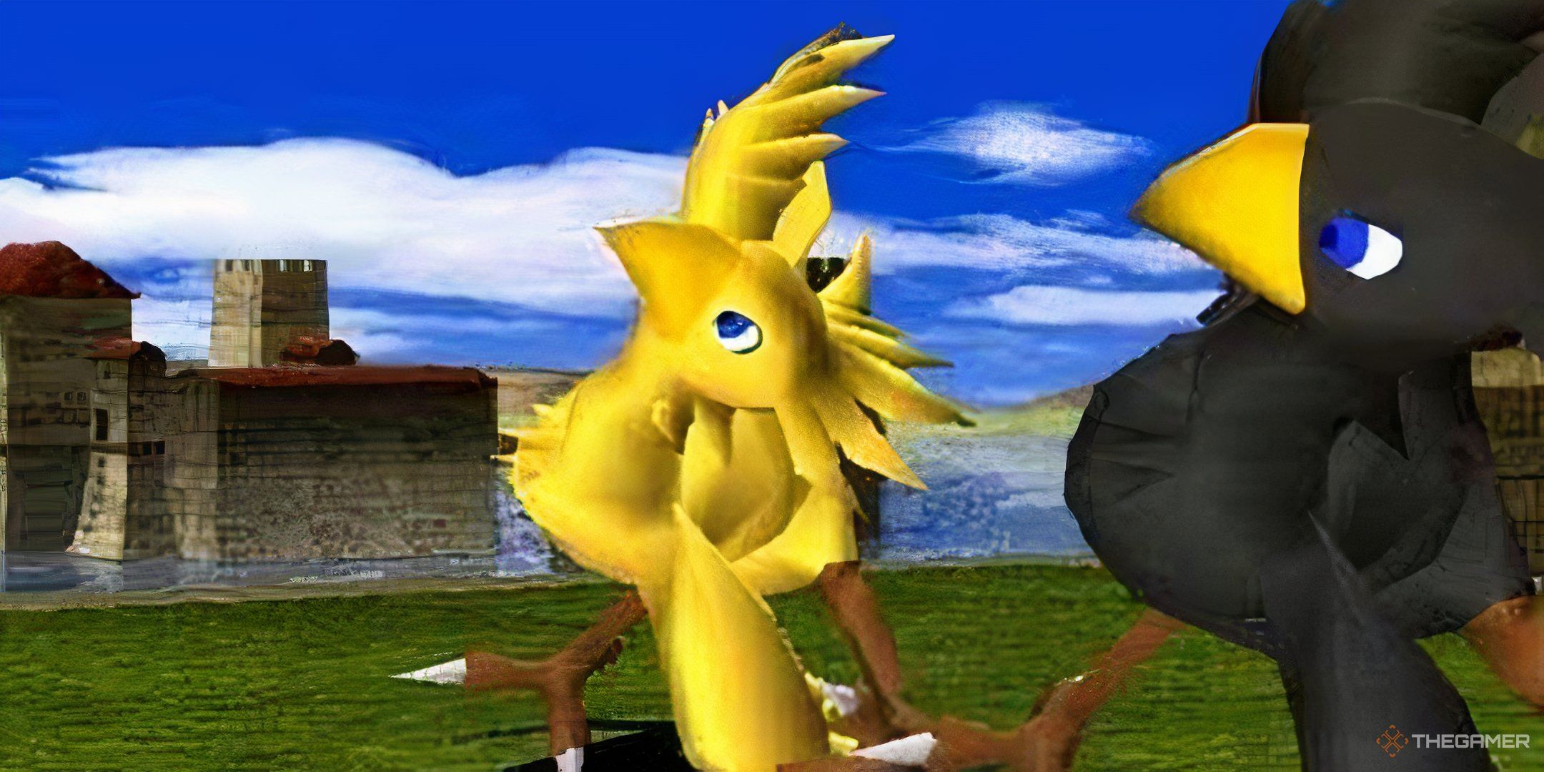 a yellow and black chocobo together in tobal 2.